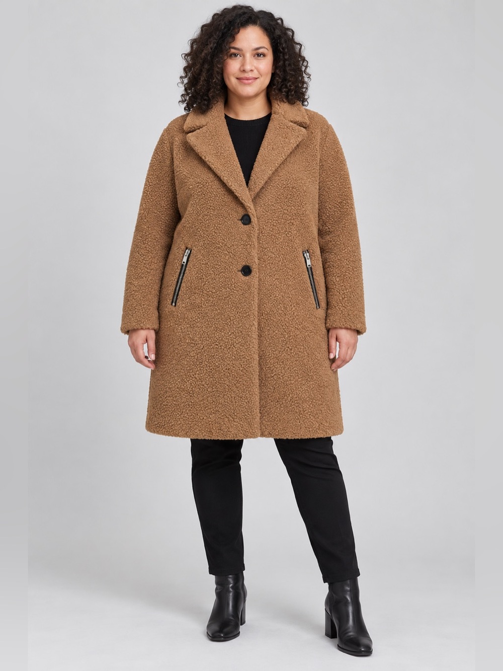 Marc New York Andrew Marc Camel Bouclé Teddy Coat – XL